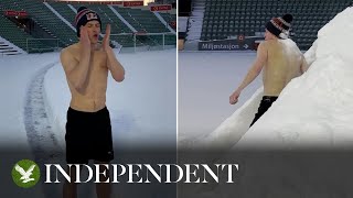 Olympic sprinter Karsten Warholm's brutal training session in snow screenshot 4