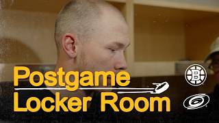 David Pastrnak and Morgan Geekie talk after B’s fall 6-5 in OT @ CAR