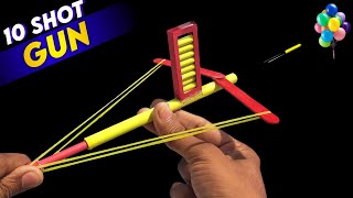 10 Shot Gun making , how to make crossbow shooter , how to make paper and rubberband gun
