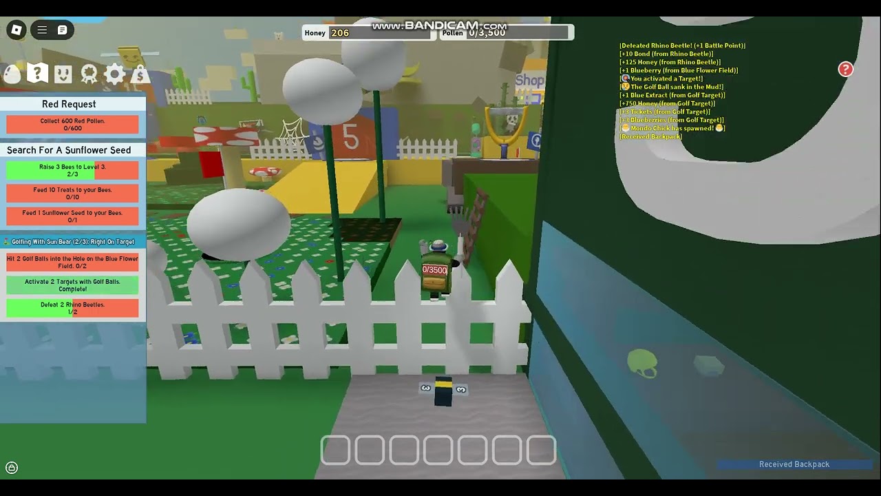 Roblox Bee Swarm Simulator Part 3: Completing a quest from Sun Bear