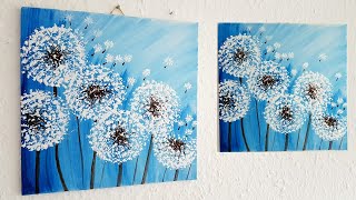 Blumen Malen Acryl Pusteblume Echtzeit Anfänger  Dandelion Acrylic Painting Real Time Beginners