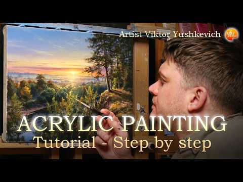 Paint Like a Pro: Morning Landscape / Acrylic Step by Step | Утренний пейзаж акрилом / шаг за шагом