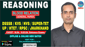 REASONING (Blood Relation) NEW BATCHES BY DEEPAK SIR | DSSSB KVS NVS HTET RPSC JHARKHAND UGC NET JRF