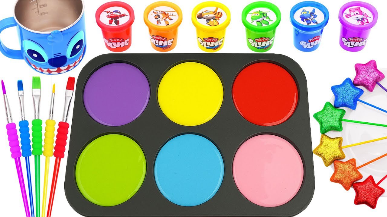 Satisfying Video💖How To Make 6 Rainbow Color Tray With Rainbow Lollipop Candy l Rainbow Slime ASMR