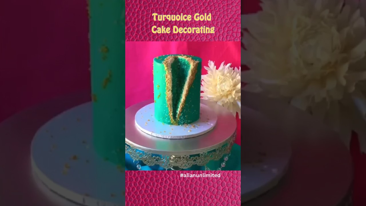 Turquoise Gold Cake Decorating 🎂 
