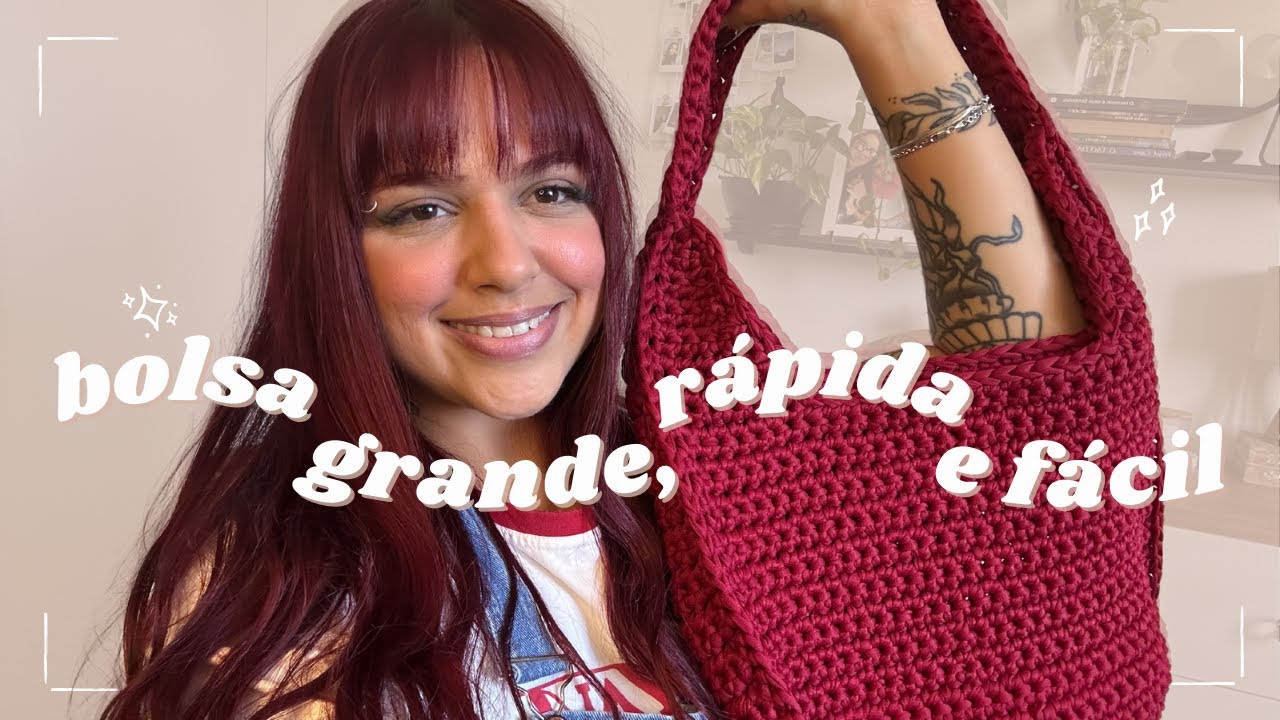 Tutorial bolsa de crochê em fio de malha rápida de fazer🍒