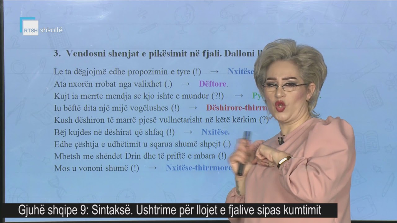 Gjuhë shqipe 9 - Sintaksë: Ushtrime për llojet e fjalive sipas kumtimit