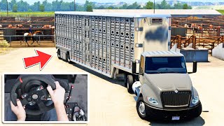 International LT Transports Live Cattle - American Truck Simulator | Thrustmaster Wheel &amp; Shifter