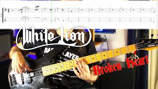 White Lion - Broken Heart - Bass Cover-Lesson with Tab and Score