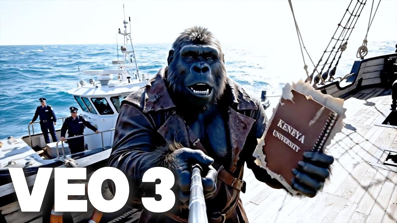 VEO 3| The Primate Pirate: A Gorilla at Sea... With a Job?!🏴‍☠️