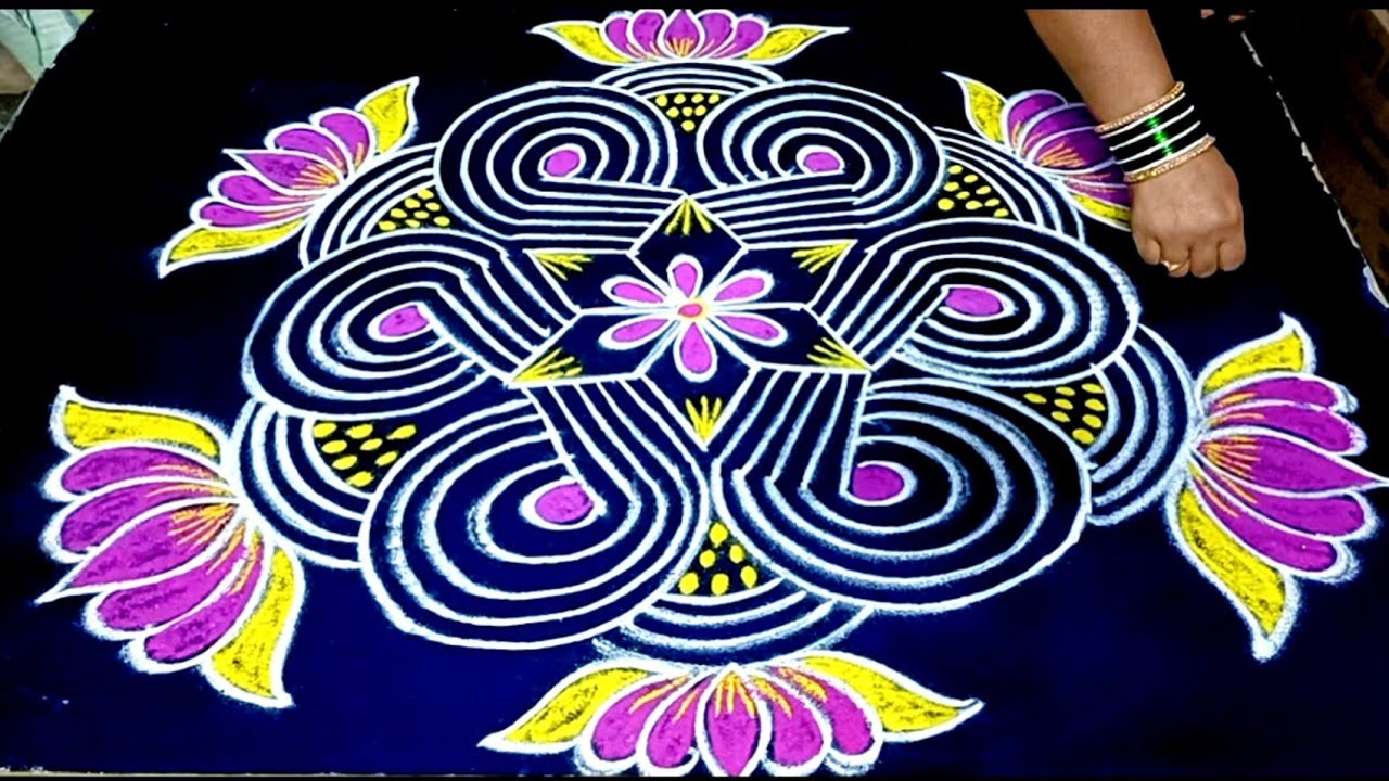 Diwali special padi kolam / Traditional Lotus Rangoli design - YouTube