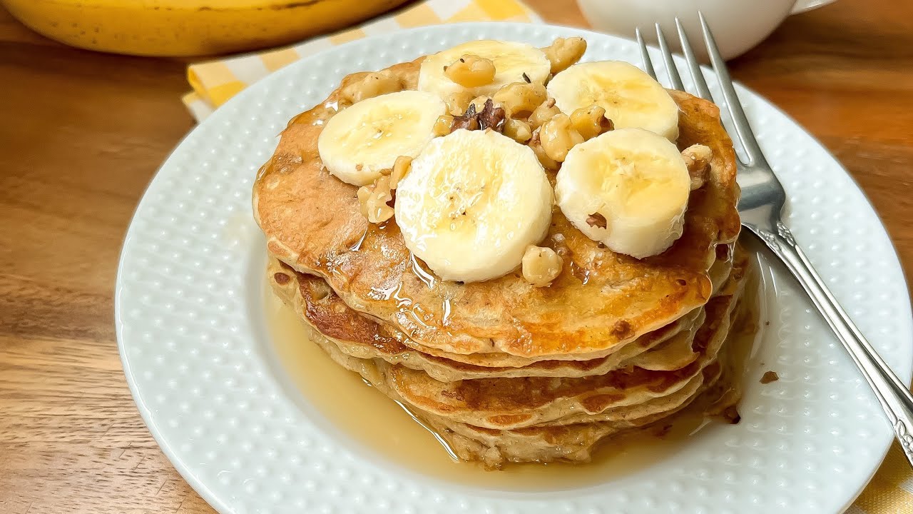 Soft & Fluffy Banana Nut Pancakes from Scratch!