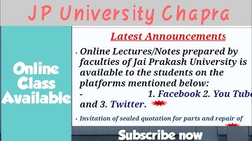 JP University Chapra Online Lectures/Notes prepared by faculties