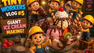 Tiny Workers Make a Giant Ice Cream Sundae 🍨 | Cute AI 3D Animation | Tiny Workers Vlog #5