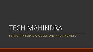 Tech Mahindra Part 1 Python IQA #python #pythonprogramming #pythontutorial