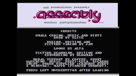 Commodore Amiga demo: World Industries - Assembly 1992 partyslideshow (1992)