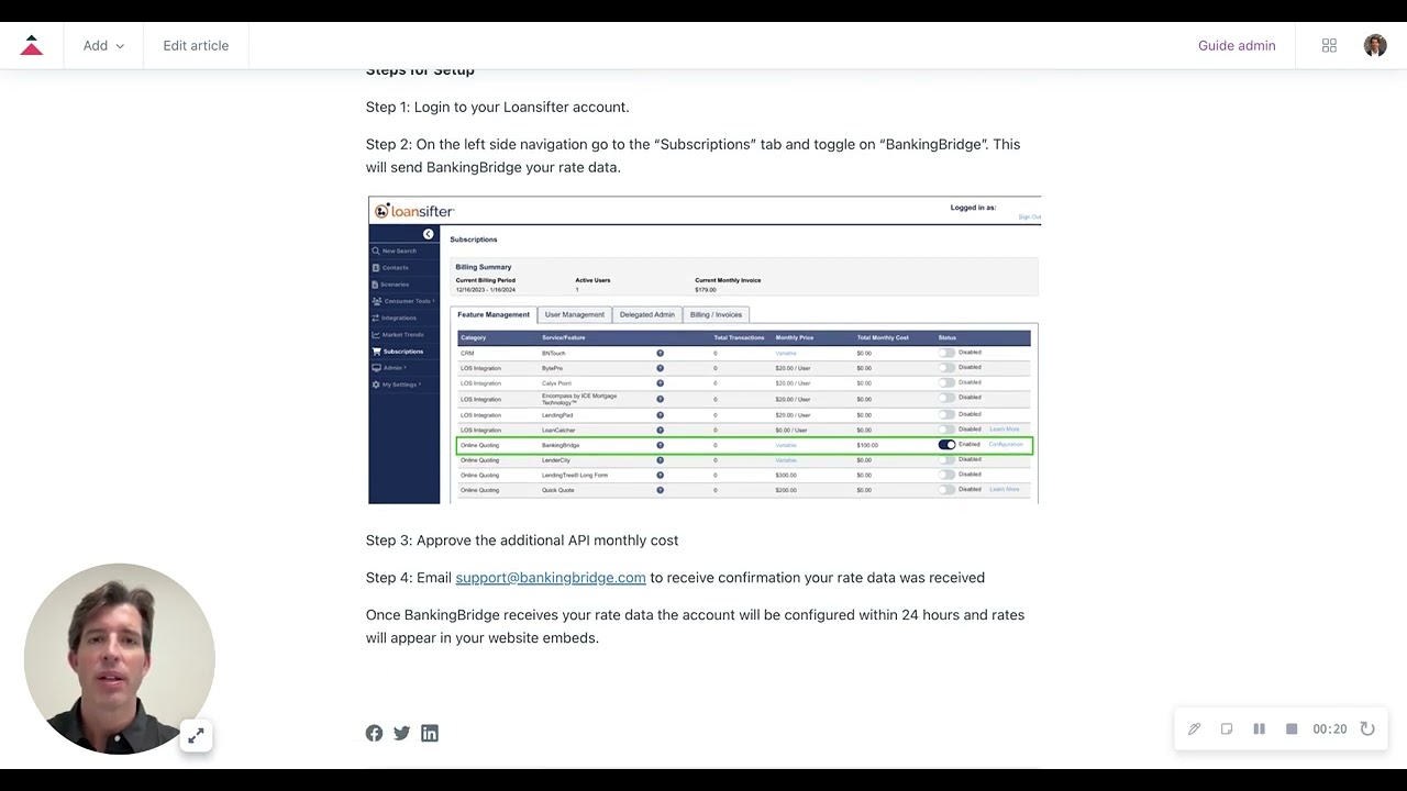How to Turn On BankingBridge In Loansifter