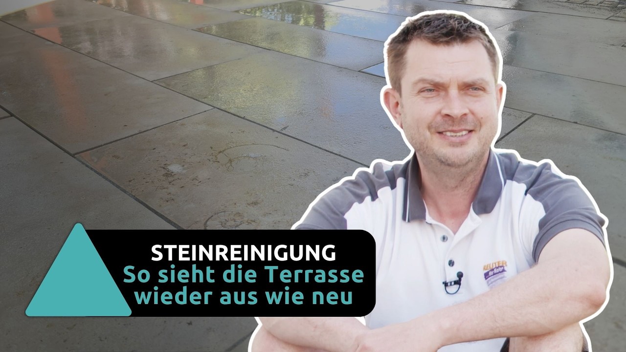 Steinreinigung -  Vorher/Nachher Terrasse wie neu  I BAUEN & WOHNEN
