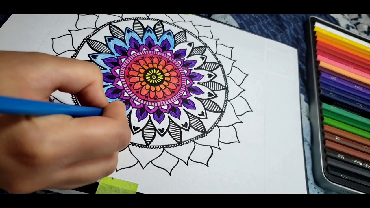 Mandala Art||Part-2||Coloured Pencil||Art Therapy||Simple and easy ...