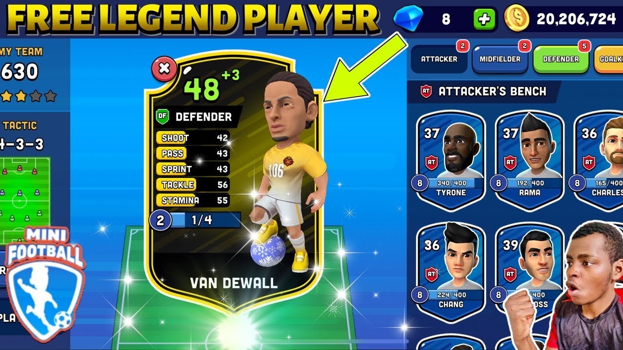 MINI FOOTBALL FREE LEGEND PLAYER REVIEW VAN THE WALL /EPIC GAMEPLAY/KING  CAP GAMING - YouTube