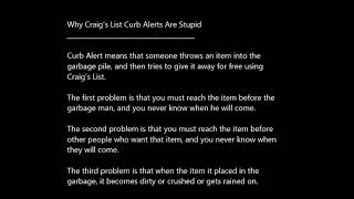 Why Craig’s List Curb Alerts Are Stupid
