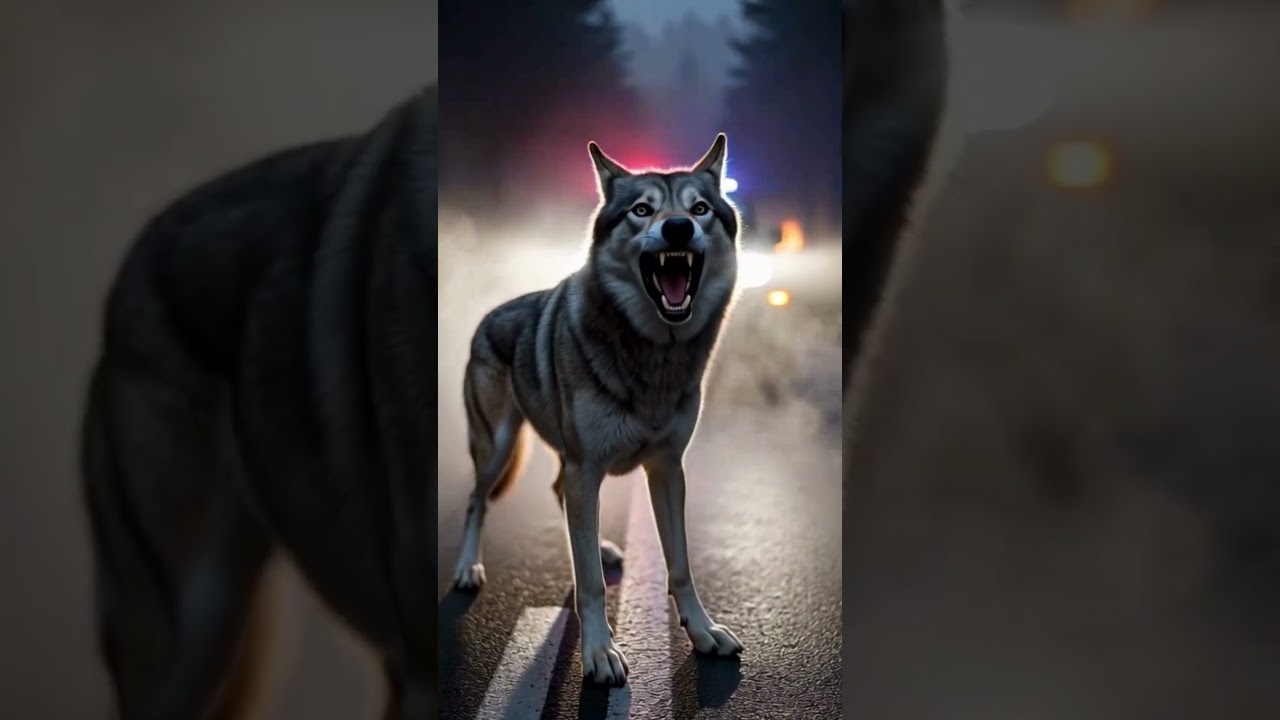 Police Jeep vs Wolf #wolf #animalvideos