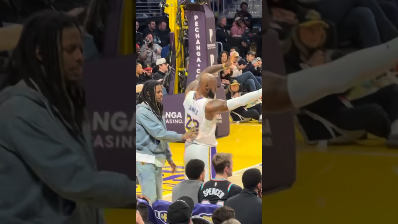 Ja Morant and LeBron James having words courtside lakers vs grizzlies