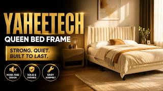 Yaheetech Queen Bed Frame Upholstered Platform Bed with Fabric Headboard Review