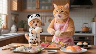 Ginger and Mama Cat Make Their Favorite Sushi and Share It with Friends 🍣🐱💕 | Funny Cat Videos screenshot 4