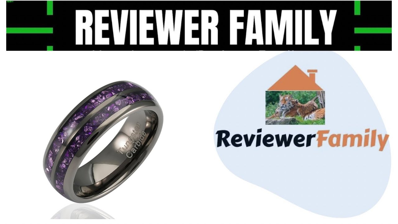 100S JEWELRY Engraved Personalized Gunmetal Purple Tungsten Rings For Men Amethyst Inlay