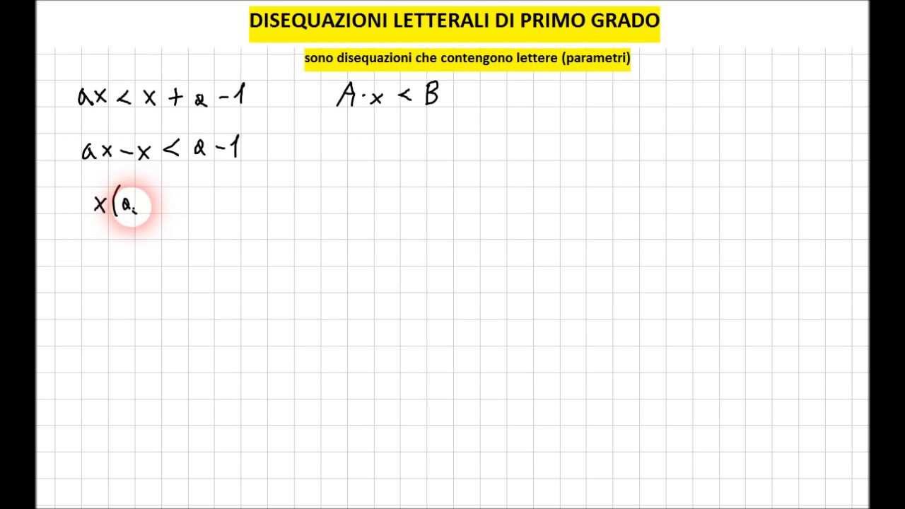 Disequazioni Letterali di I° Grado