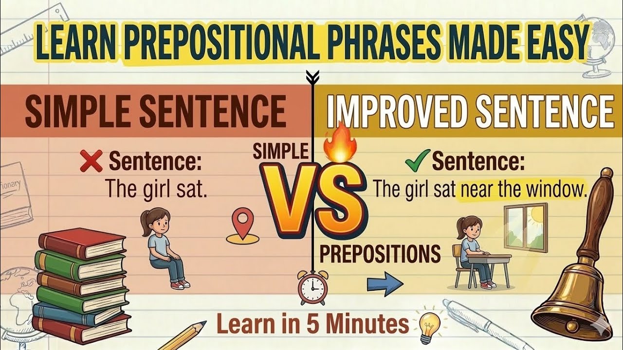 Prepositions & Prepositional Phrases Explained Clearly | Easy English Grammar