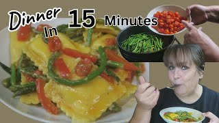 Cheese Ravioli With Fresh Basil, Tomatoes And Asparagus