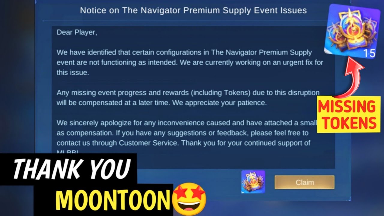 How to get missing tokens in mobile legends / double 11 event bug 