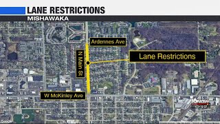Lane restrictions in place on N. Main Street in Mishawaka
