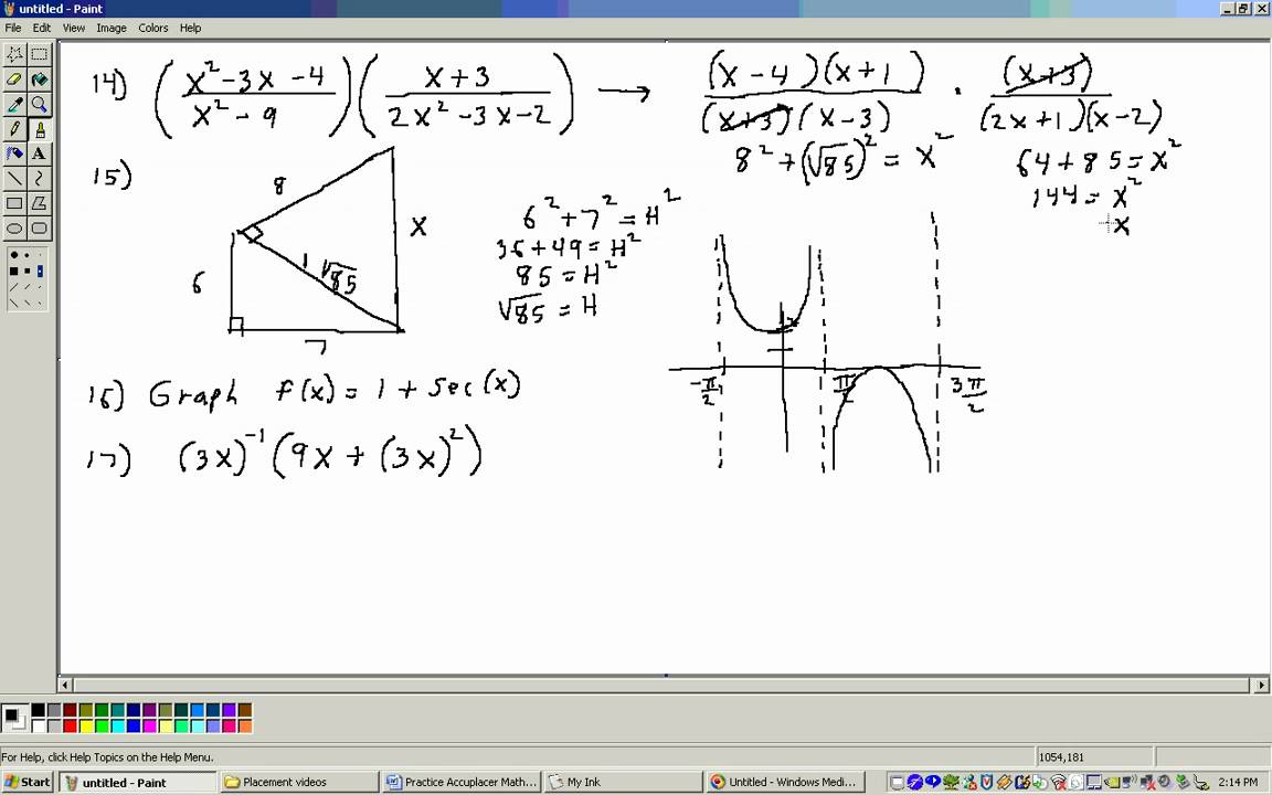 Acuplacer Math Placement Test 1 (College Level Section) Part 3 - Youtube