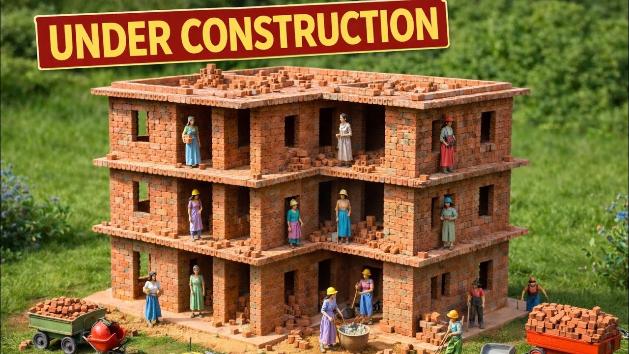 Miniature Brick Building Construction | Tiny Female Workers | Brickland Mini