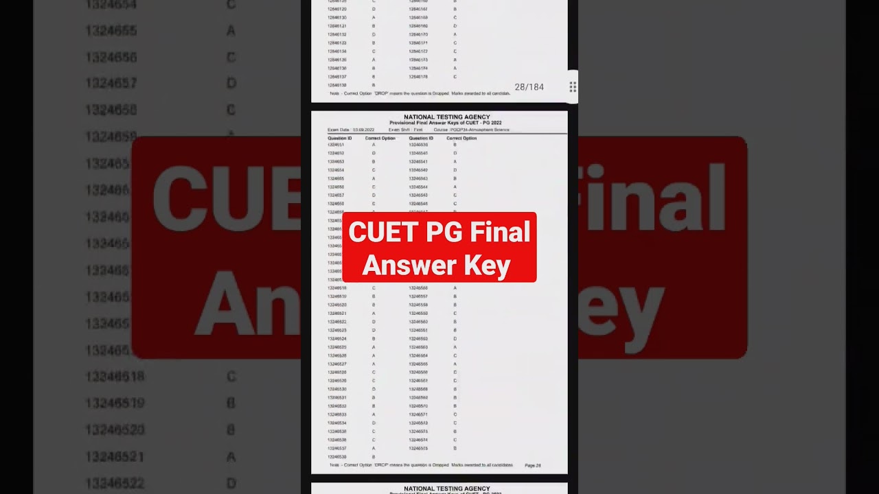 CUET PG Final Answer Key | PG answer key 2022 CUET | Cuet pg answer key 2022 download | CUET PG 2022