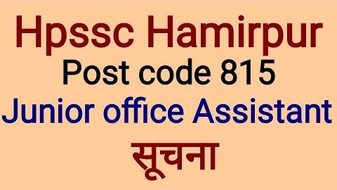 Hpssc Hamirpur Notification For Post Code 815