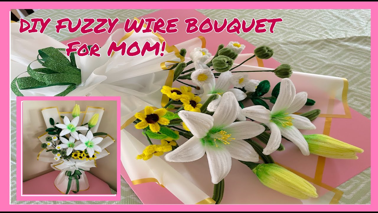 Fuzzy Wire Flower Bouquet For Mother's Day