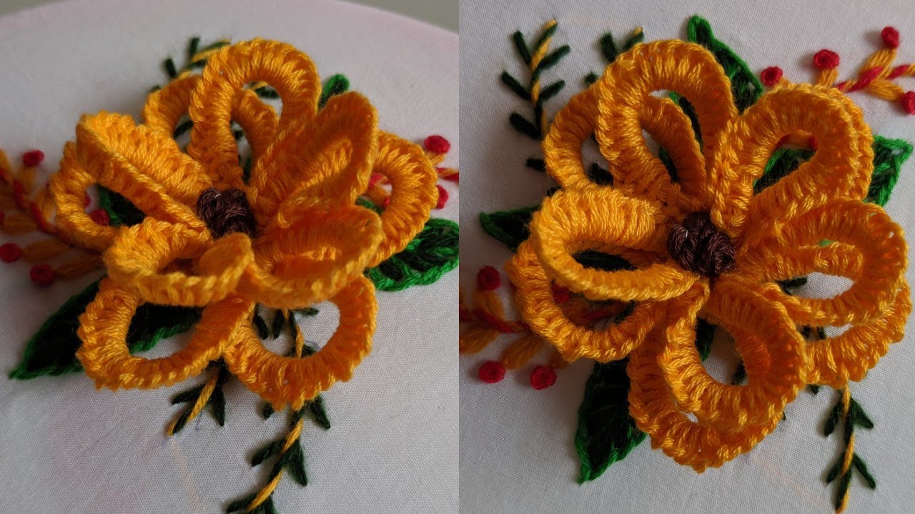 2020 Amazing Hand Embroidery 3d flower design Design tutorial | New ...