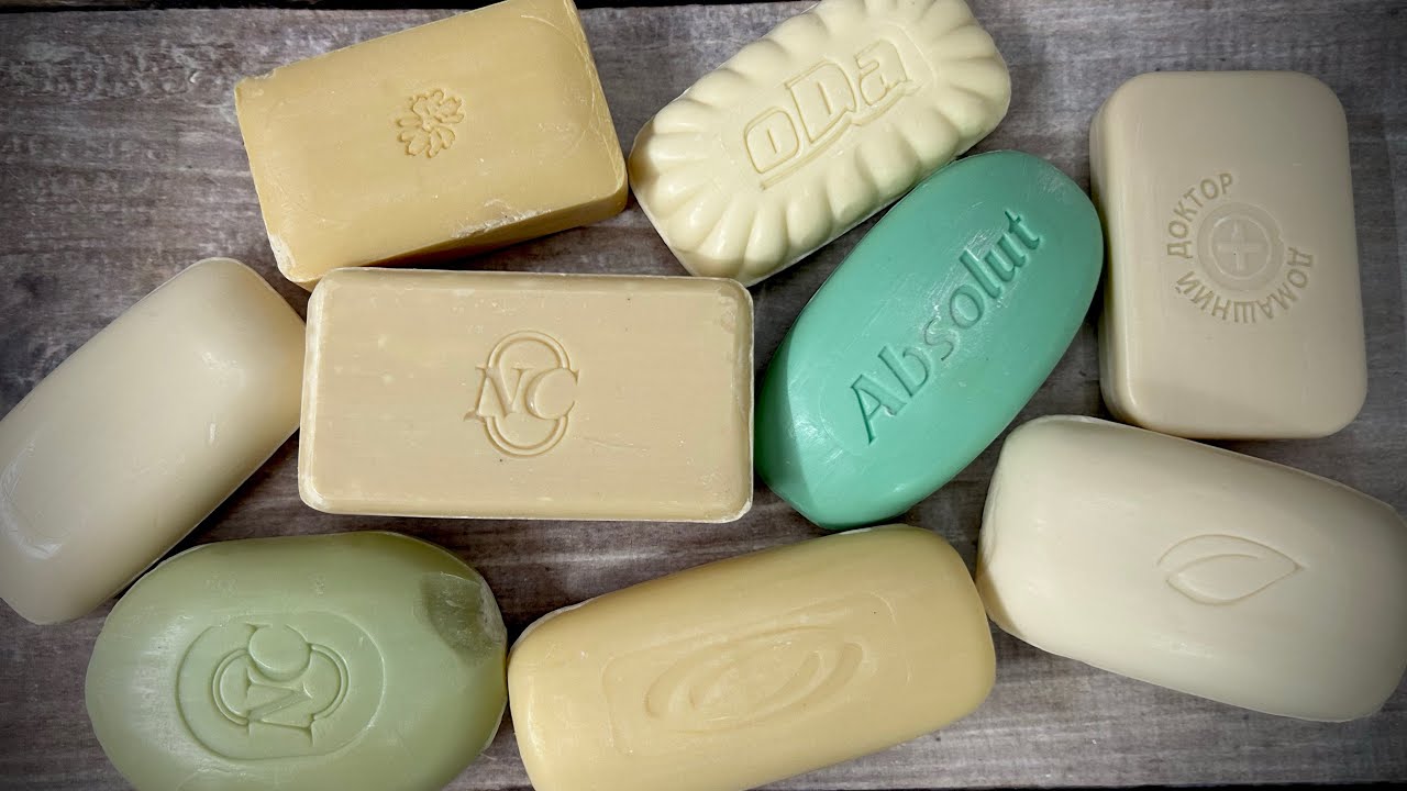 ASMR soap/ Dry soap cutting 🩵💛🤍/ Резка сухого мыла 