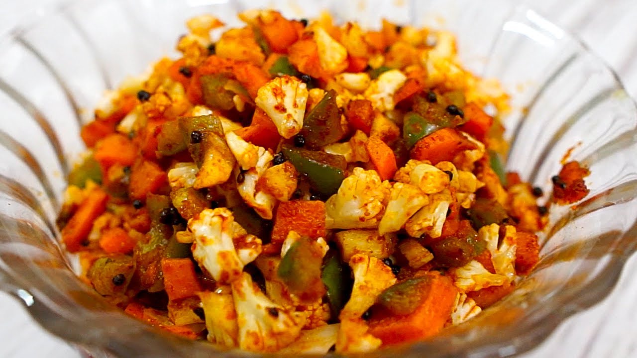 Instant vegetable Achar Mix Vegetable Pickle StepByStep Recipe