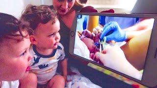 KIDS REACT TO OWN BIRTH VIDEO!(Emilia and Eduardo asked to watch their birth videos and there reaction was cute and funny! Emilia thought i was a doctor because i cut her umbilical cord! ha ..., 2016-07-23T17:00:03.000Z)