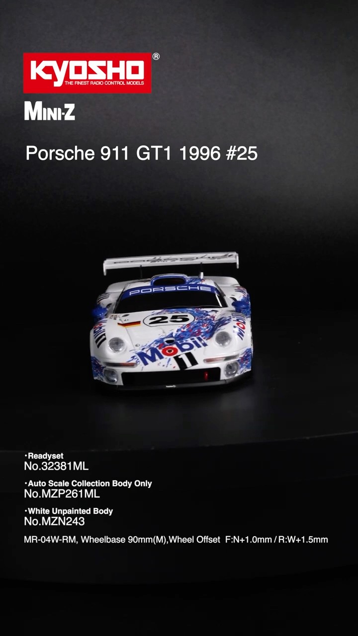 KYOSHO MINI-Z RWD Porsche 911 GT1 1996 #25 - YouTube