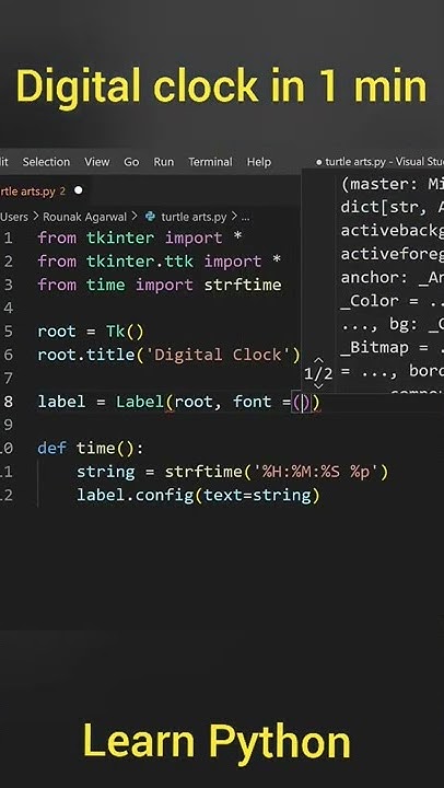 how to make digital clock using python #python #programming #shorts ...
