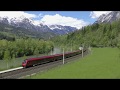 [ÖBB]Trains at Pfarrwerfen, Tennengebirge View in Austria