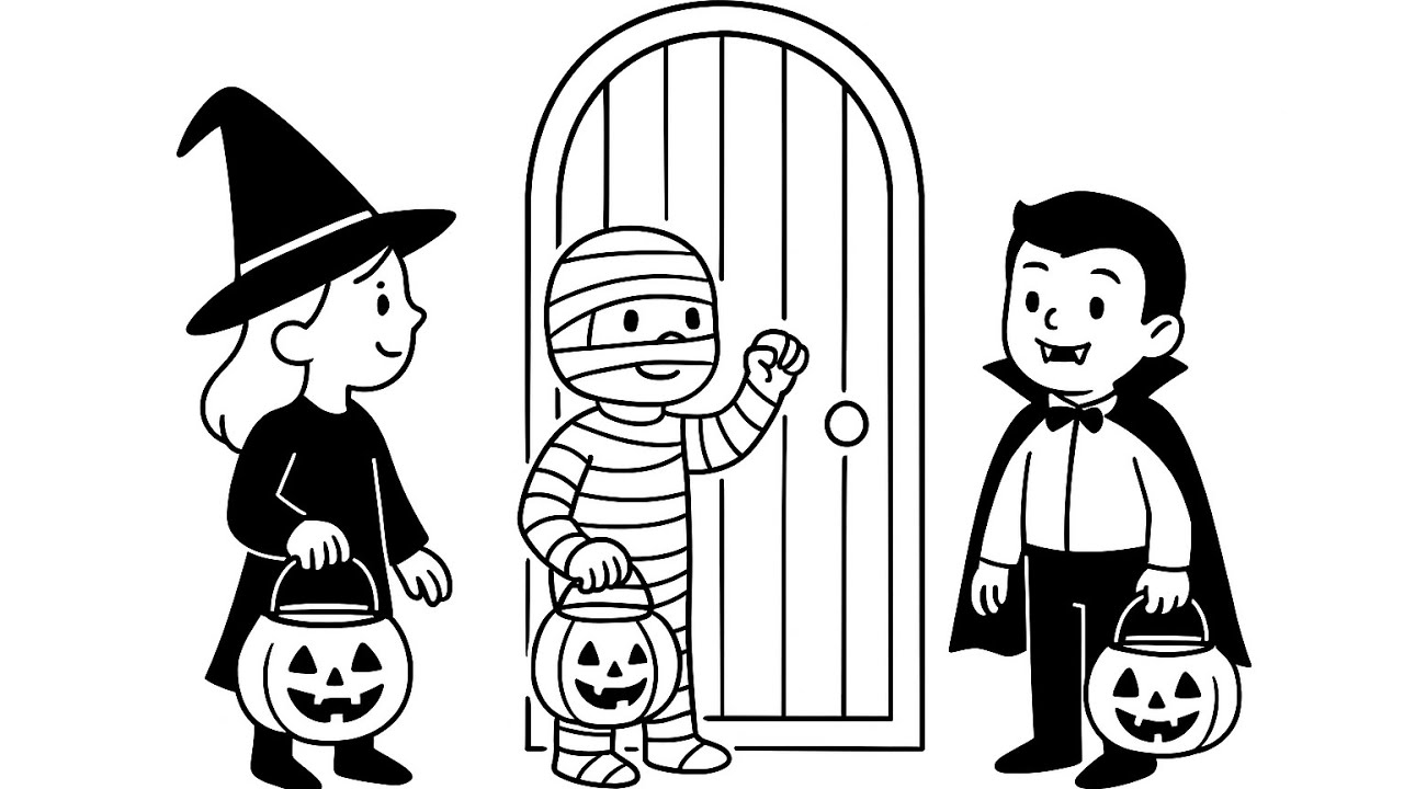 How to Draw a Halloween Costume Candy Party Çok Kolay Halloween Kostümü Çizimi