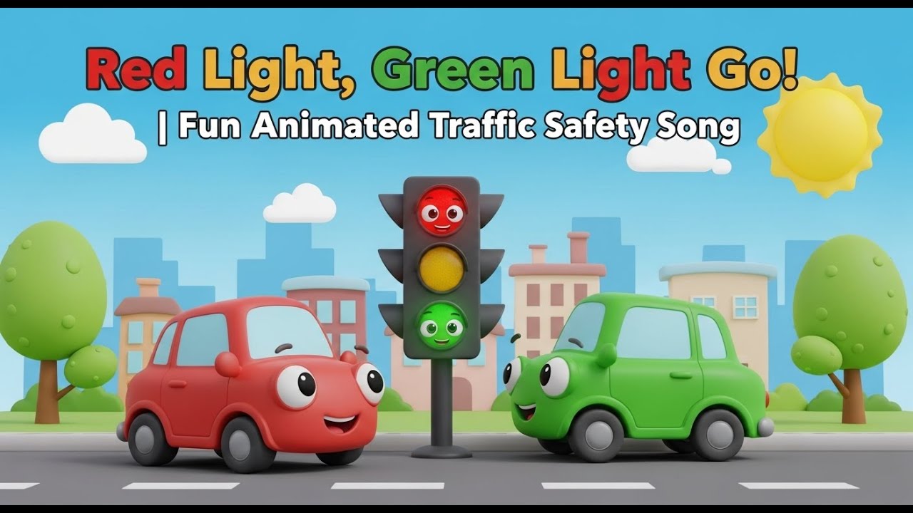 Red Light, Green Light Go! | Fun Animated Traffic Safety Song for Kids