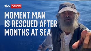 Moment sailor and his dog are rescued after three months at sea
